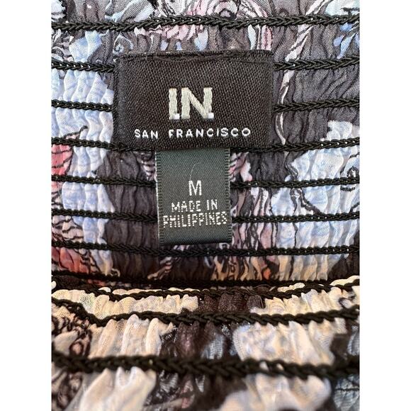 Floral Smocked Blouse Sz M Bell Sleeve Coquette Flowy Boho Feminine Peasant Art - Picture 12 of 14